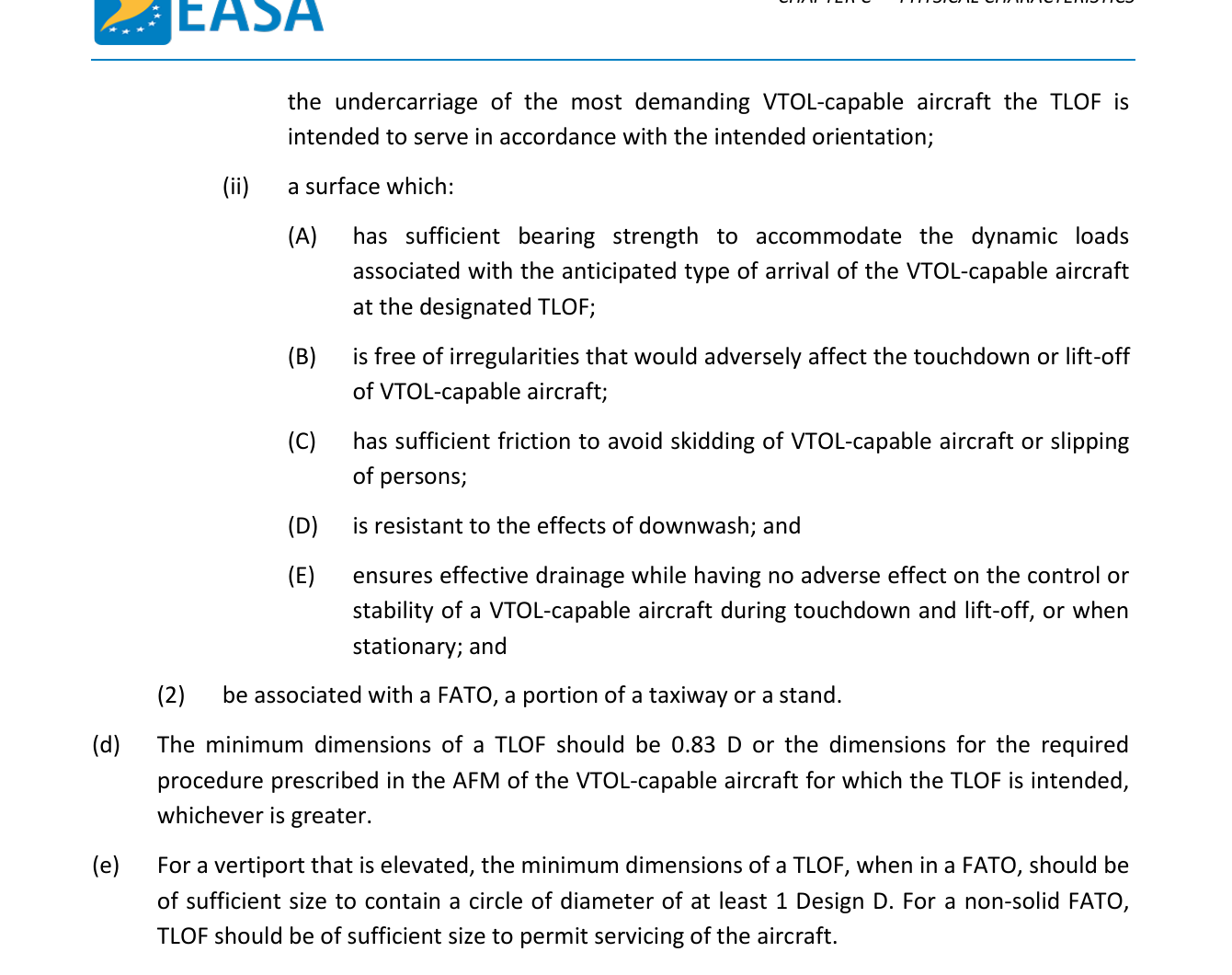EASA PTS C260 TLOF dimensions