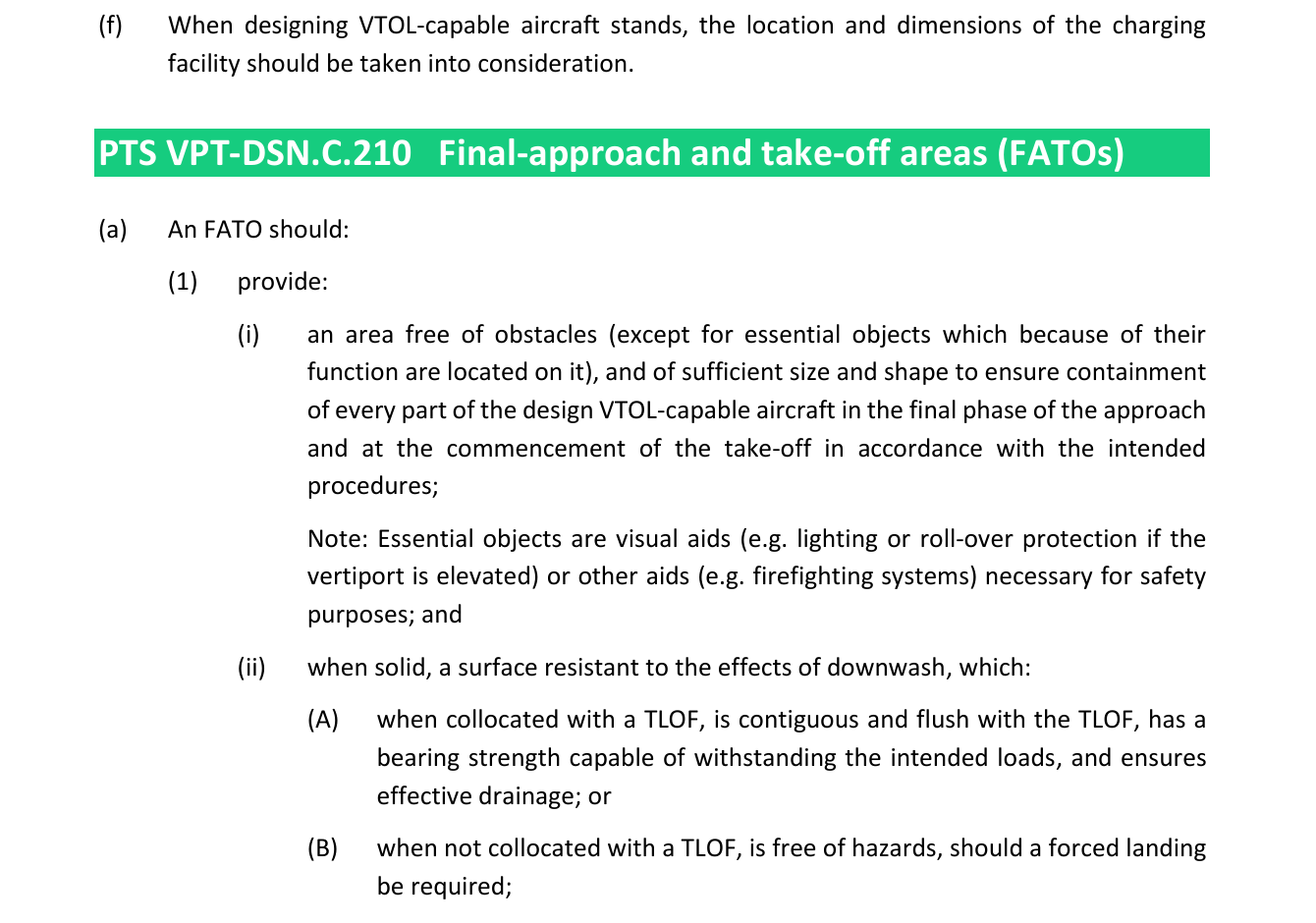 EASA PTS C210 FATO dimensions